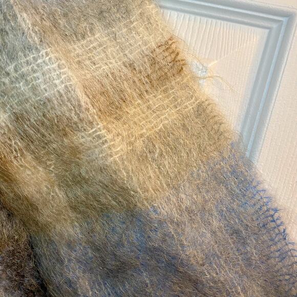 Samuel Tweed & Co Vintage Royal Scot Mohair Blue Knit Wool Scarf Unisex One Size - Picture 11 of 16